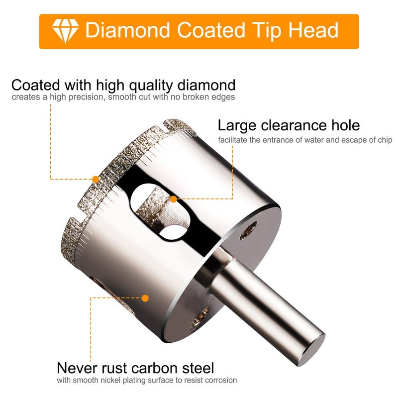 THINKWORK Diamond Drill Bits, Hollow Drill Hole Saw Set, 10-Piece Tile Opener with Hole Saw Guidance Fixture, Suitable for Ceramic, Glass, Tile, Porcelain, Marble - Image 3